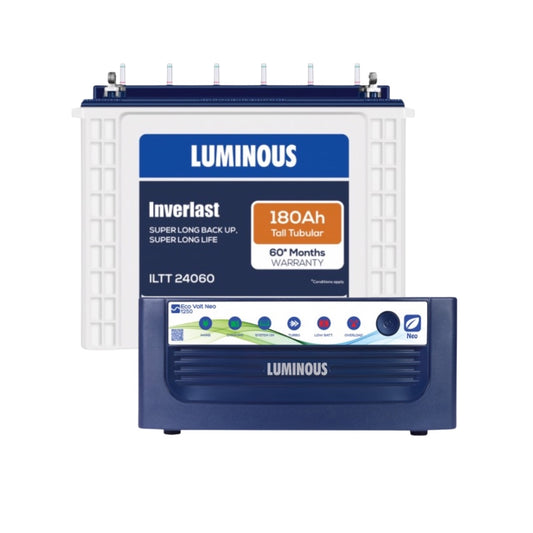 Luminous ECO VOLT NEO 1250 Home Inverter-UPS and Battery ILTT24060 180Ah