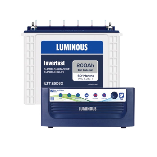 Luminous ECO VOLT NEO 1250 Home Inverter-UPS and Battery ILTT25060 200Ah