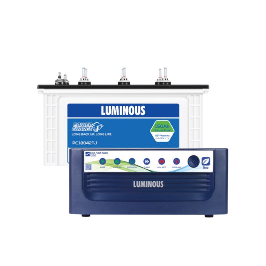 Luminous ECO VOLT NEO 1250 Home Inverter-UPS and Battery PC18042TJ 150Ah