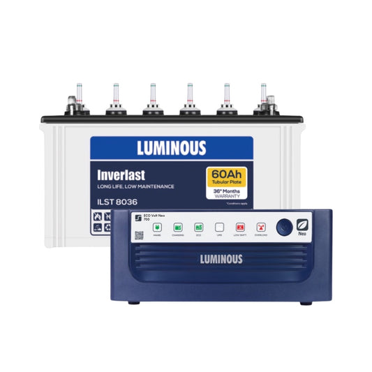 Luminous ECO VOLT NEO 700 Home Inverter-UPS and Battery ILST8036 60Ah
