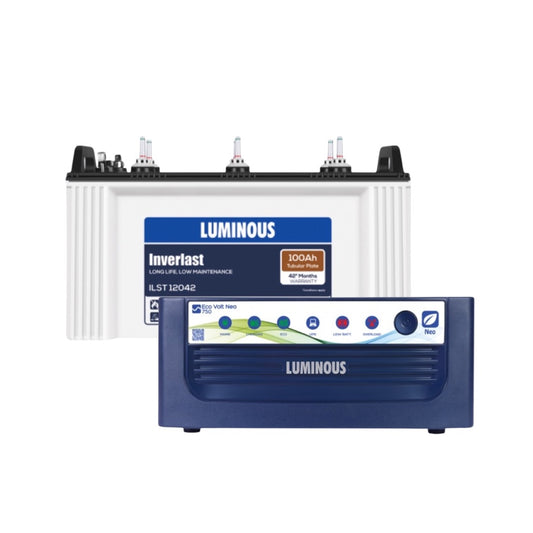 Luminous ECO VOLT NEO 750 Home Inverter-UPS and Battery ILST12042 100Ah