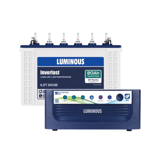 Luminous ECO VOLT NEO 850 Home Inverter-UPS and Battery ILST10036 80Ah