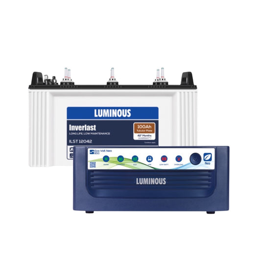 Luminous ECO VOLT NEO 850 Home Inverter-UPS and Battery ILST12042 100Ah