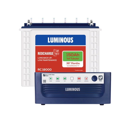 Luminous ECO WATT NEO 1050 Home Inverter-UPS and Battery RC18000 150Ah