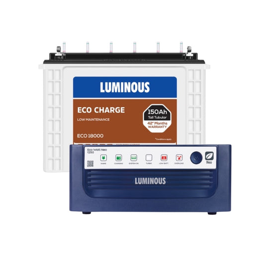 Luminous ECO WATT NEO 1250 Home Inverter-UPS and Battery ECO18000 150Ah