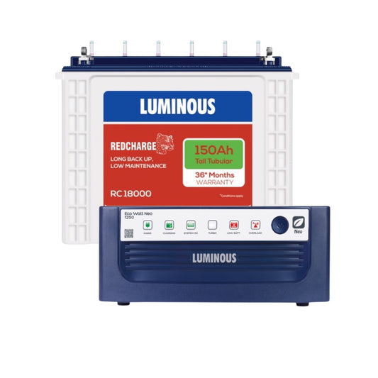 Luminous ECO WATT NEO 1250 Home Inverter-UPS and Battery RC18000 150Ah