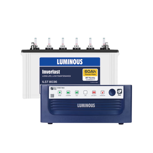 Luminous ECO WATT NEO 700 Home Inverter-UPS and Battery ILST8036 60Ah