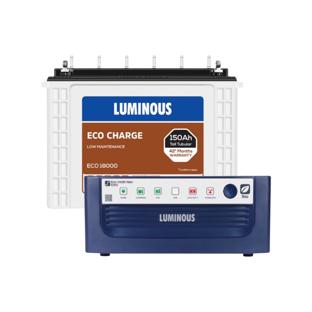 Luminous ECO WATT NEO 1050 Home Inverter-UPS and Battery ECO18000 150 Ah