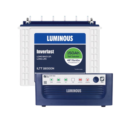 Luminous ECO WATT NEO 1050 Home Inverter-UPS and Battery ILTT18000N 150Ah